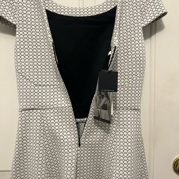 Anthropologie 4.collective Cocktail Party Dress White Geometric NWT Size 2 - Picture 7 of 9
